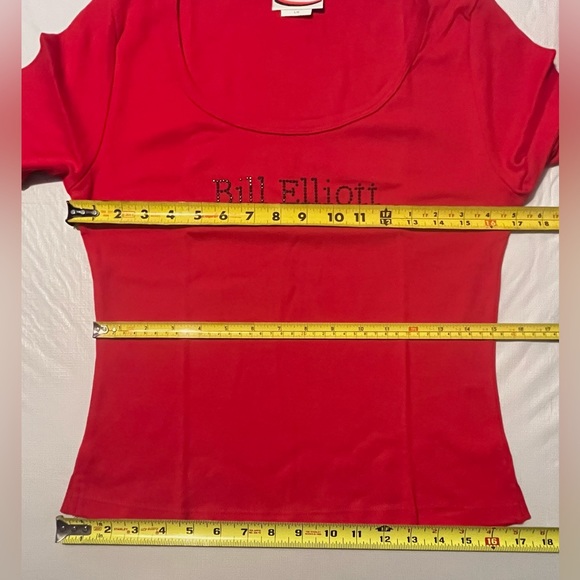 NEW! Bill Elliott NASCAR women’s L 3/4 sleeve Sequin Bling Shirt Size Large red - Picture 4 of 10